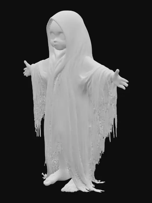 3D model for scary doll ghost with smile on face 