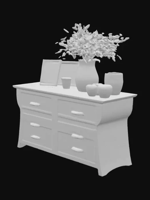 3D model for Dresser with Vase and Photos