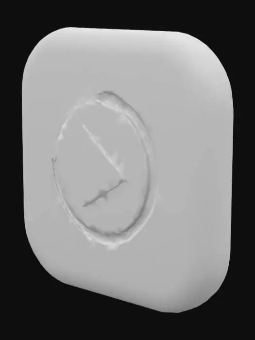 3D model for play icon rounded square background black play icon inside almost flat button. the play icon is 50% of space on button