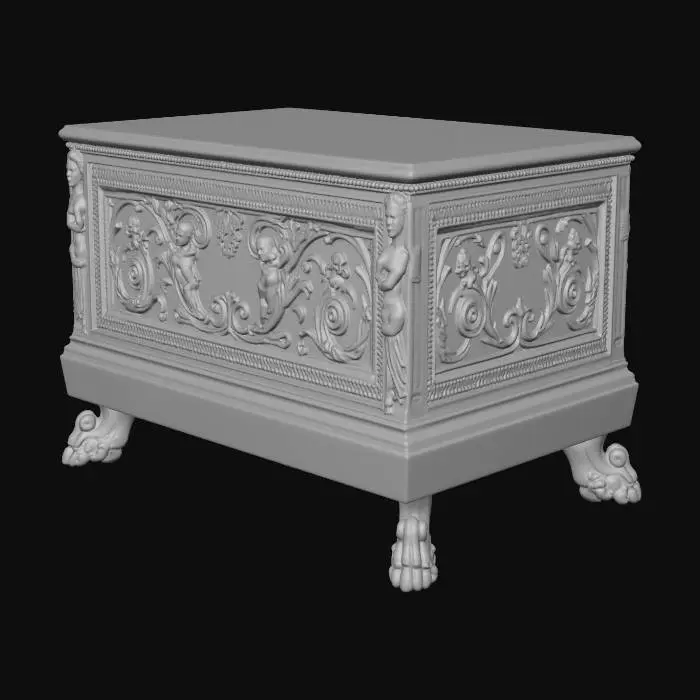 3D model for Ornate Carved Oak Chest