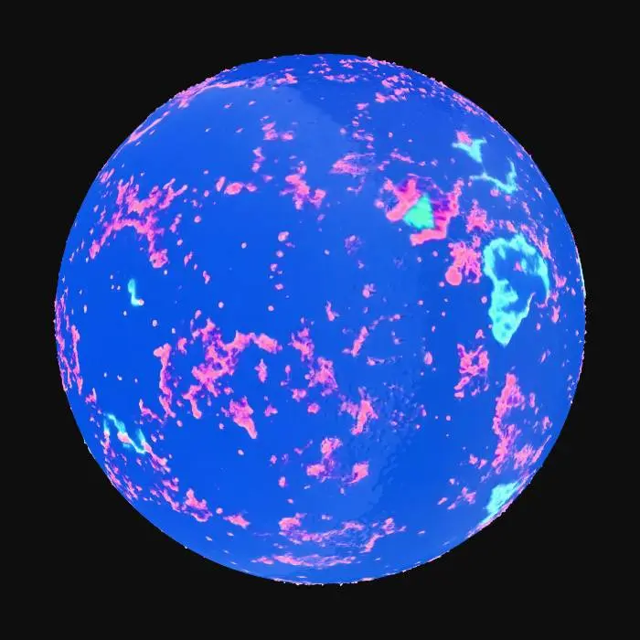 3D model for mysterious planet, black solid background, in game science fiction planet asset. black background solid, asset