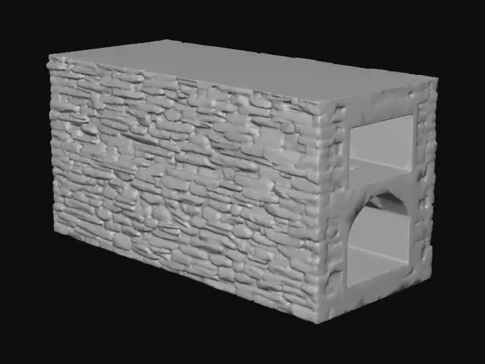 3D model for Modular stone wall segment cobbled and mossy