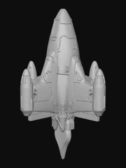 3D model for Generate a 3D model from the image below, its a star ship for a game called space runner.