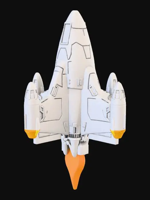 3D model for Generate a 3D model from the image below, its a star ship for a game called space runner.