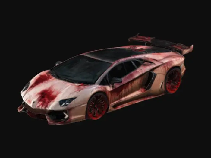 3D model for Lambo Aventador, with a bloody skin all around it, it should look creepy