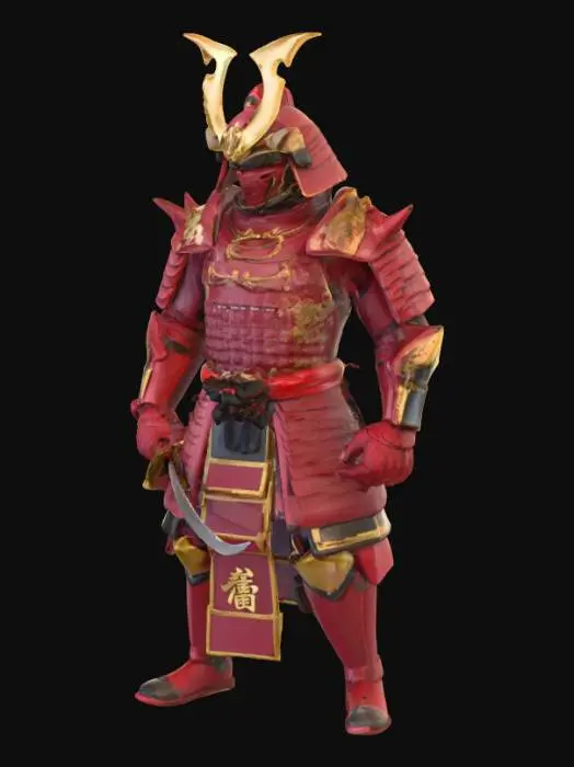 3D model for imagen you are a expert image generator who has 10 year of experience that is working on a imagen you are a expert image generator who is working on a [name -Crimson Samurai] legendary warrior wearing stylized crimson samurai armor with gold trim, kabuto helmet with dragon horns, ornate face mask, and layered protective plates. Traditional Japanese design blended with modern tactical touches (e.g., radio, grenades). Fierce eyes, dramatic pose.