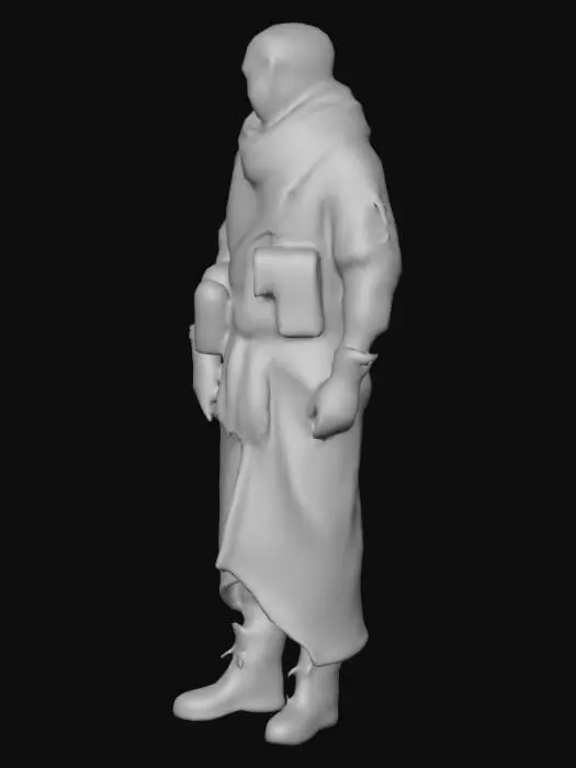 3D model for Desert Nomad
Rugged survivor with tan/brown robes, a face wrap for dust protection, tactical vest, and sand-colored boots. Simple armor and a bandolier on the chest, carrying a canteen and solar goggles.