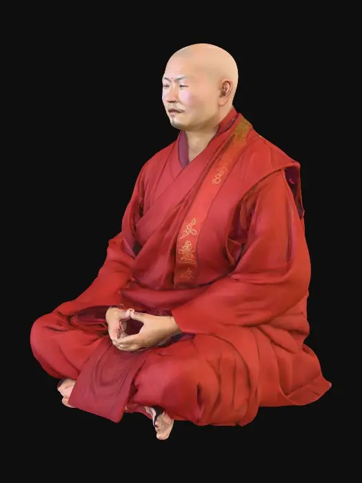 3D model for vorrei creare un monaco tibetano , con veste rossa , pelato , , intento a concentrarsi seduto a gambe incrociate
