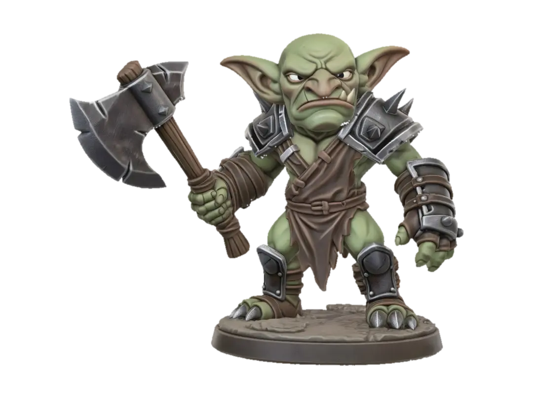 Grimjaw the Ironclad Goblin 3D model, vytvořený pomocí AI
