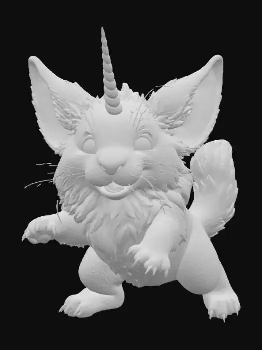3D model for A 3D image of a chibi-style Dungeons & Dragons almiraj.  Action pose.  Thick and bold details.  Highly stylized.  White or transparent background.