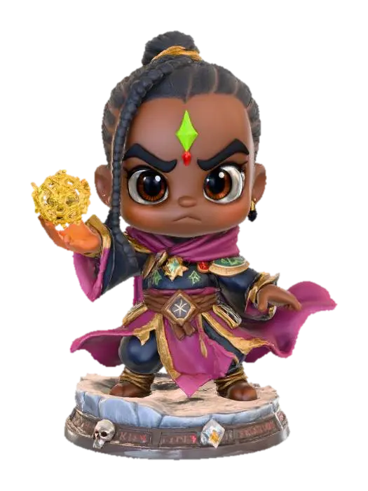 A 3D image of a chibi-style Dungeons & Dragons male African American necromancer… - Robes 3D model, vytvořený pomocí AI