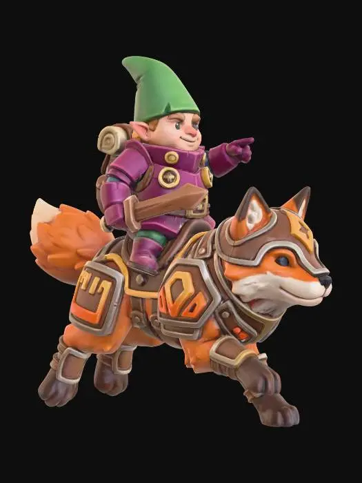 3D model for Gnome Rider on Armored Fox