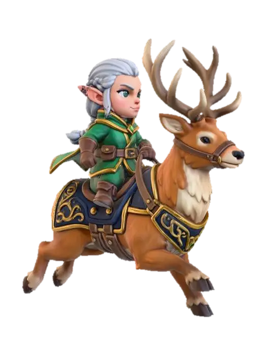 Chibi Elf Rider 3D model, vytvořený pomocí AI
