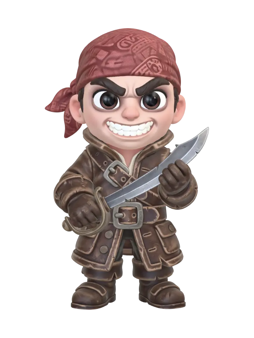 Pirate Raider - Oversizedeyes 3D model, vytvořený pomocí AI