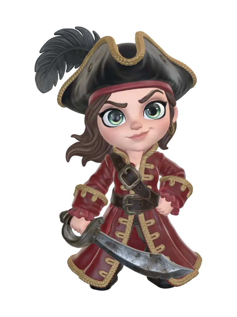 Ship's Captain - Oversizedeyes 3D model, vytvořený pomocí AI