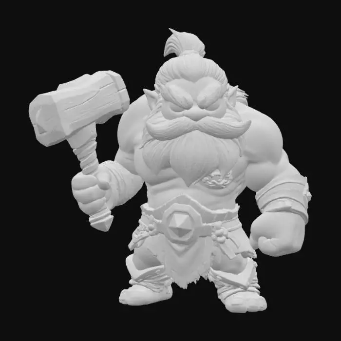 3D model for A 3D image of a chibi-style Dungeons & Dragons giant holding a club. Action pose. Thick and bold details. Highly stylized. White or transparent background.