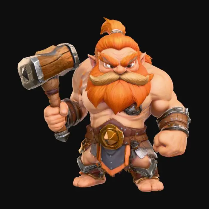3D model for A 3D image of a chibi-style Dungeons & Dragons giant holding a club. Action pose. Thick and bold details. Highly stylized. White or transparent background.