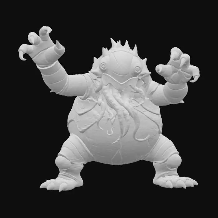 3D model for A 3D image of a chibi-style Dungeons & Dragons chuul.
Action pose. Thick and bold details. Highly stylized. White or transparent background.