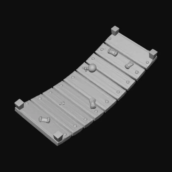 3D model for Chibi Halloween carnival boardwalk with curved planks, tiny nail heads, and a few candy wrappers. Stylized 3D geometry, toy-like proportions, soft shadows, transparent background., #Halloween2025#