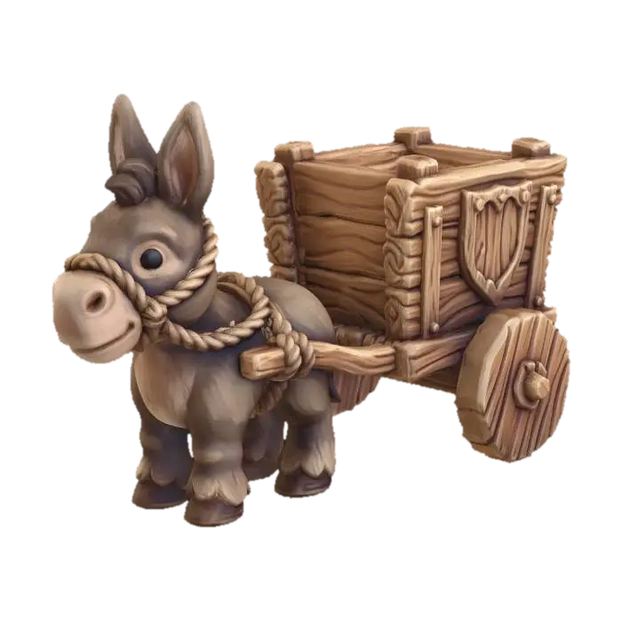 Donkey and Wooden Cart - Surface 的 AI 生成 3D 模型