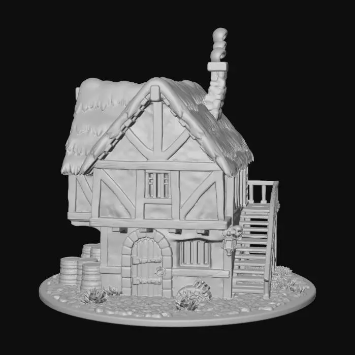 3D model for Thatched Timber Cottage