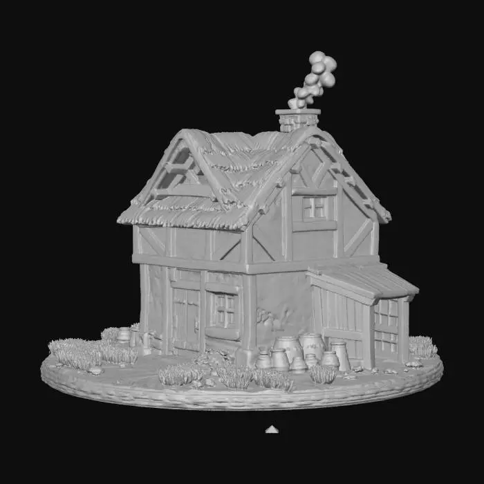 3D model for Thatched Cottage on a Stone Base