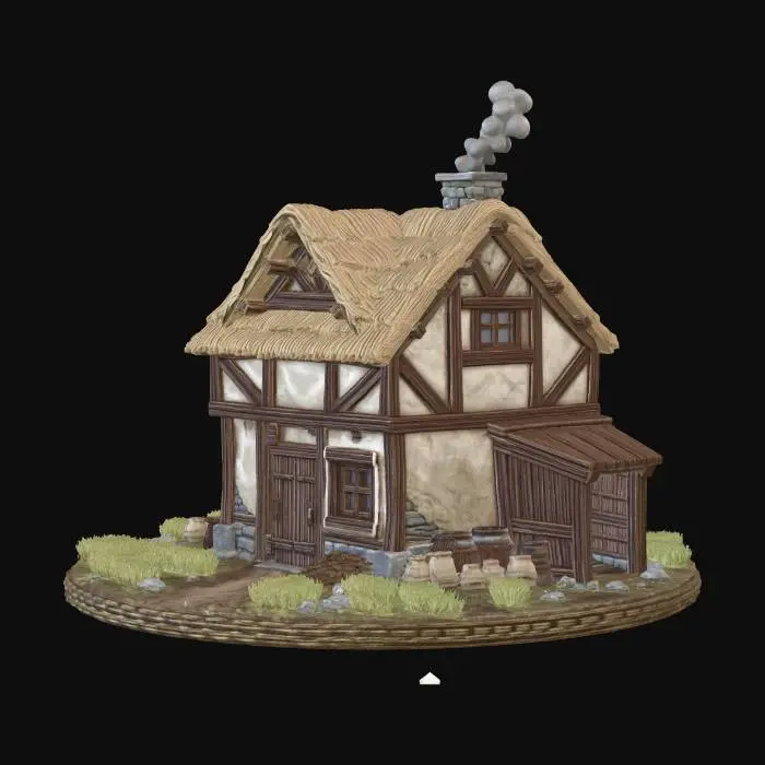 3D model for Thatched Cottage on a Stone Base