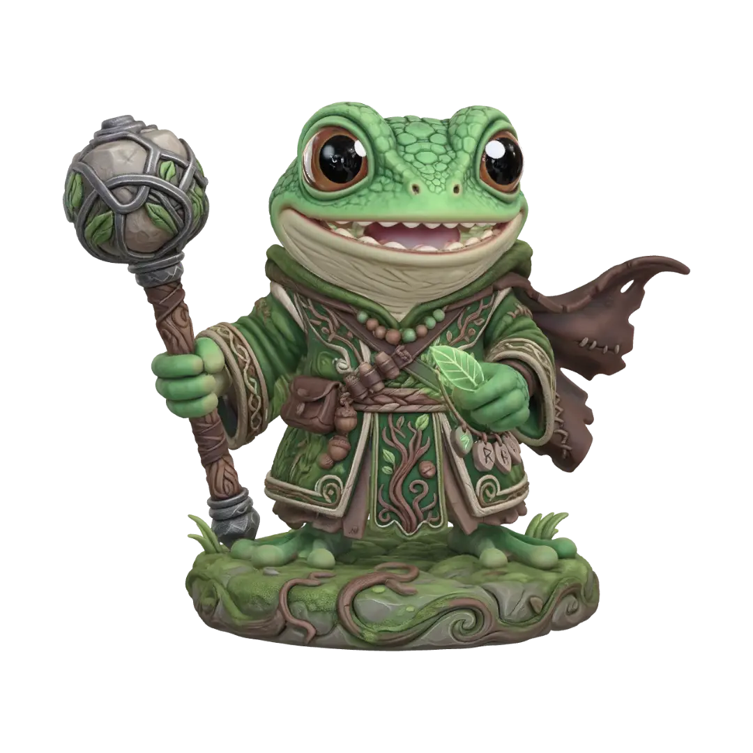 Fizzleback the Frog - Oversizedeyes 3D model, vytvořený pomocí AI