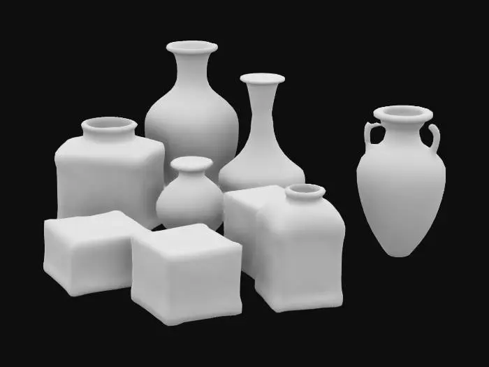 3D model for An assortment of vases and boxes, Stylized video game asset, world of warcraft art style