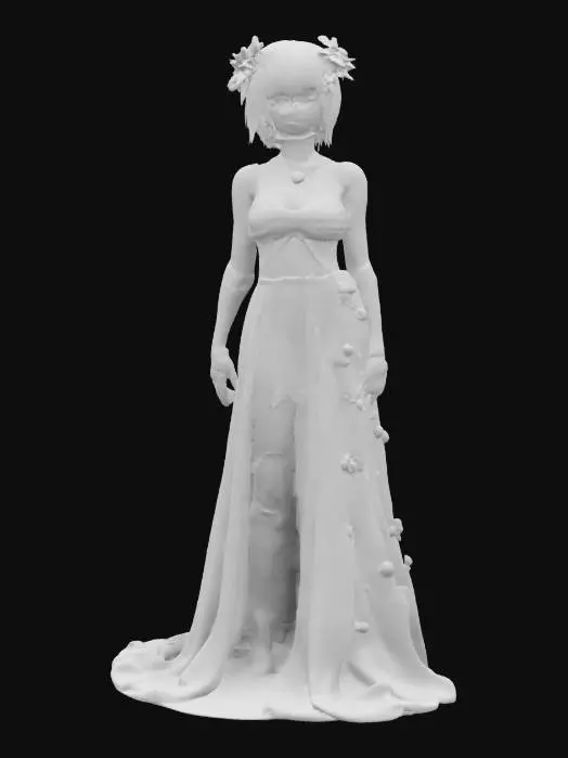 3D model for Alfons Mucha style illustration of a robotic android Goddess of nature full body PURPLE HAIRED GLASSES BEAUTY!, #fairy#