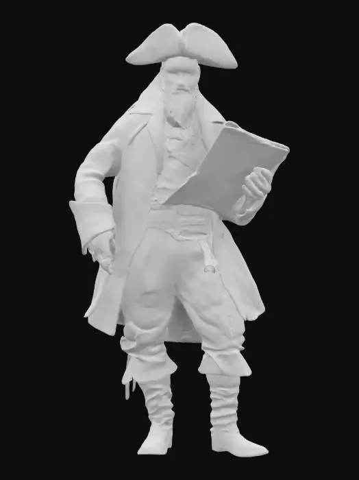 3D model for [Caribbean Sea] A notorious pirate captain standing on the deck of his ship, with a weathered map in hand, gazing out at the horizon, ready to embark on another adventure. #AroundTheWorld#