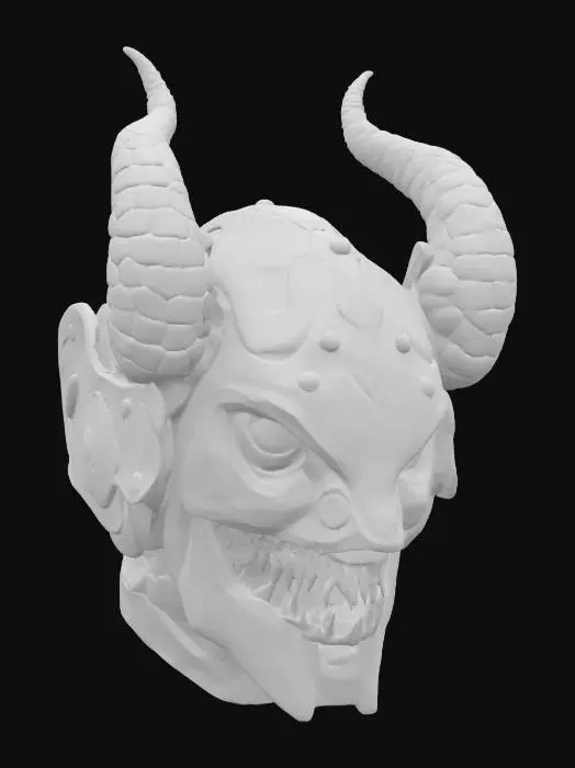 3D model for a futuristic helmet inspired by Ghost in the Shell and Medusa, exaggerated features such as spiraled tentacles horns, sharp angles, fierce and otherworldly, pale pink alien-like bio-skin, glowing neon green highlights certain areas, bioluminescence, sci-fi, cyberpunk, intricate markings and symbols, ceremonial or technological deco, high-tech or fantasy-inspired gear, futuristic or mystical theme