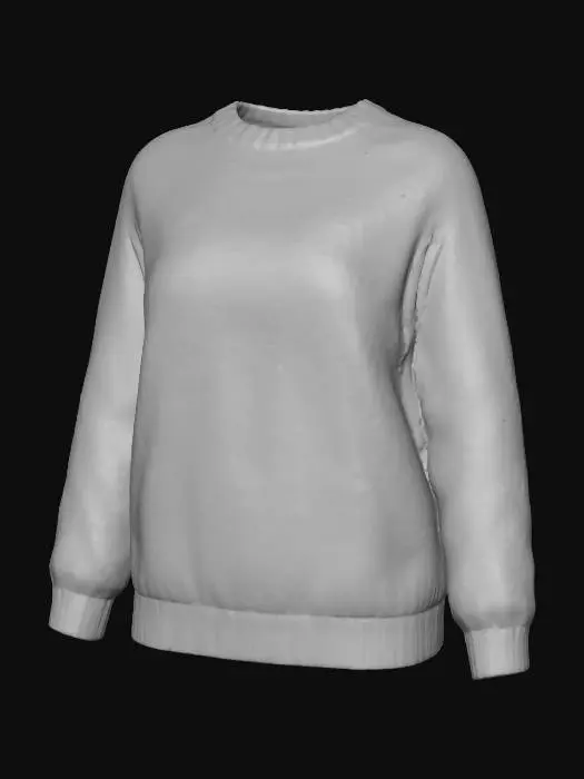 3D model for A cozy, chunky knit sweater, perfect for Thanksgiving celebrations. It features a rich palette of autumnal colors, including deep cranberry red, burnt orange, goldenrod yellow, and warm chestnut brown, woven into a detailed Fair Isle pattern of pumpkins, fall leaves, and cornucopias. Made from a luxurious blend of soft merino wool and cashmere, the sweater has a comfortable, slightly oversized fit, ribbed cuffs and hem, and a comforting textured feel.