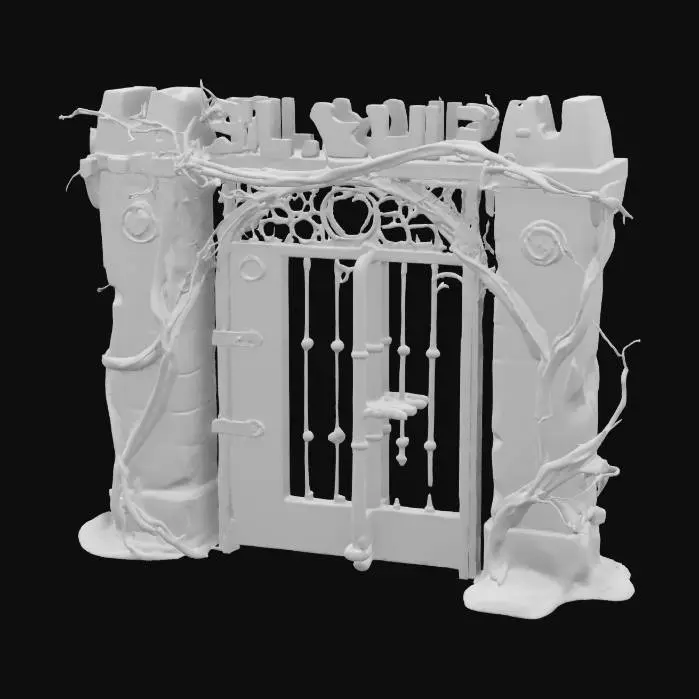 3D model for An old, rusted castle gate overgrown with thorns, mid century, medieval #garden#