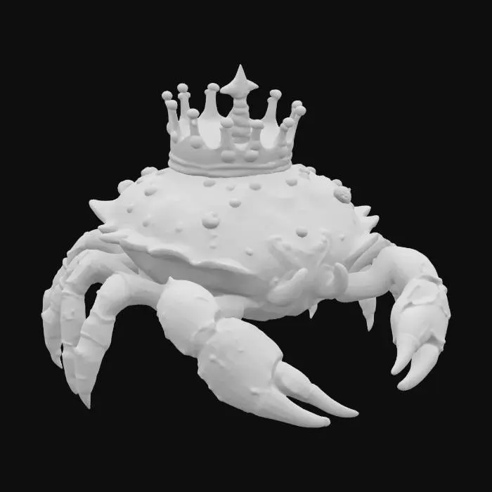 3D model for Hyper-realistic, Mermaid Under-the-Sea Kingdom, ancient king of crab character overflowing with gems, incorporating colors aqua teal and seafoam green and pearl pink and ocean blue, clipart isolated on a white background, #ocean#