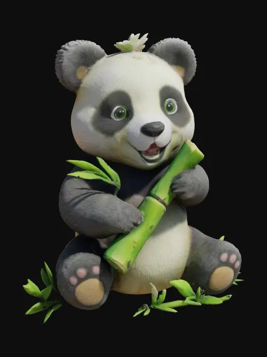 3D model for [China] Panda eating bamboo, #AroundTheWorld#