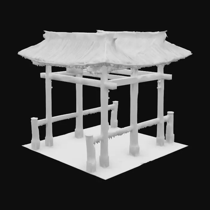 3D model for [Japan] Traditional Japanese Torii gate 3D model, Shinto architecture, red wood, standing in water, misty background, #AroundTheWorld#