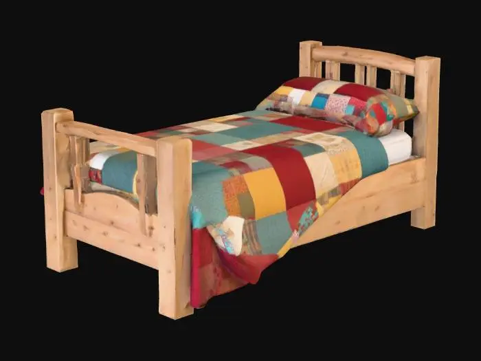 3D model for RUSTIC BED WITH PATCHWORK BLANKET