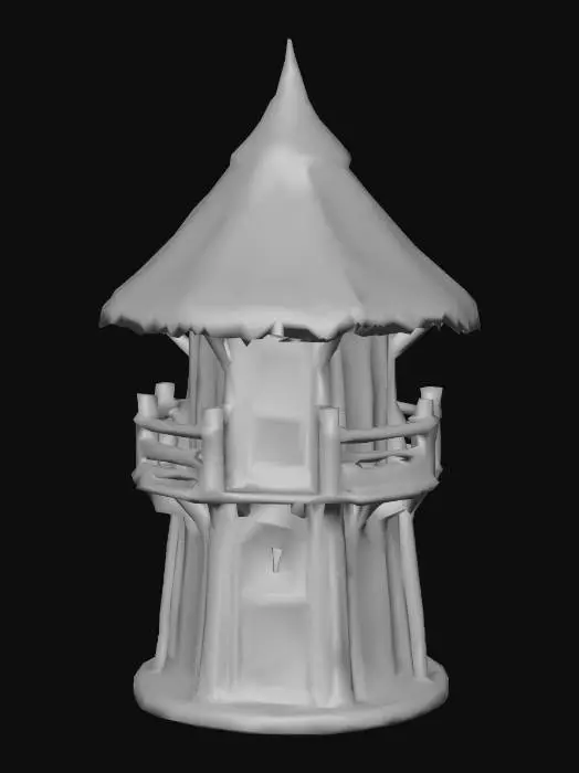3D model for ANCIENT WOODEN WATCHTOWER WITH THATCH ROOF
