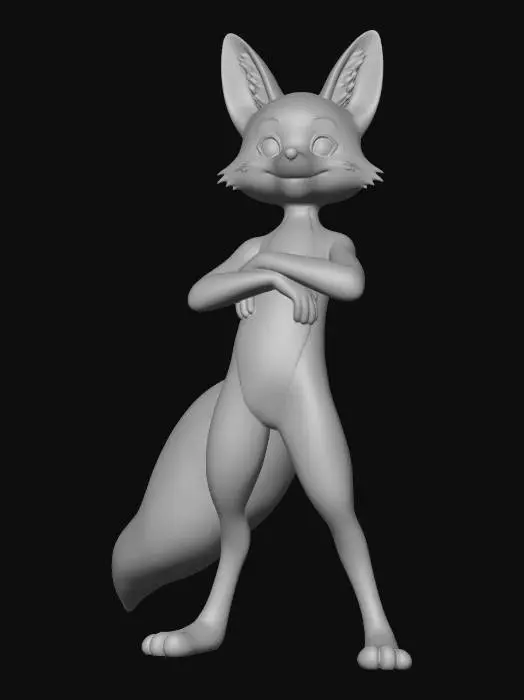 3D model for > Create a high-quality, anthropomorphic fox **3D avatar** in a **perfect T-pose**, designed specifically for **VRChat** compatibility and popularity.
>
> **Style & Appeal:**
>
> * Cute-to-stylish anime-inspired proportions (popular VRChat aesthetic)
> * Expressive but neutral facial features suitable for blendshapes
> * Balanced appeal: not overly realistic, not chibi
>
> **Anatomy & Rigging:**
>
> * Clean humanoid topology with a fox head, ears, tail, and subtle digitigrade legs
> * Symmetrical, deformation-friendly mesh
> * Arms extended horizontally at shoulder height (true T-pose)
> * Neutral facial expression, mouth closed
>
> **Topology & Optimization:**
>
> * Clean quad-based topology
> * Edge loops optimized for facial expressions, shoulders, elbows, hips, knees, and tail
> * VRCh
