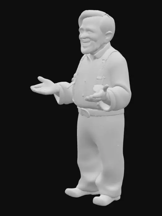 3D model for Highly detailled and realistic full body smiling old grandpa, A-pose