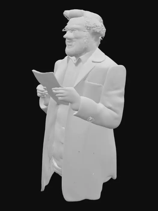 3D model for Hyper realistic, high resolution, smiling male professor with very thick glasses.