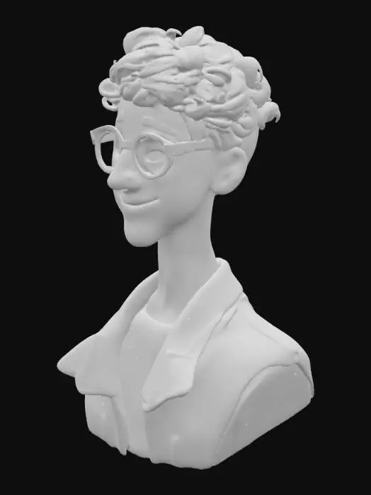 3D model for Highly detailled and realistic viewing smiling nerd boy head.