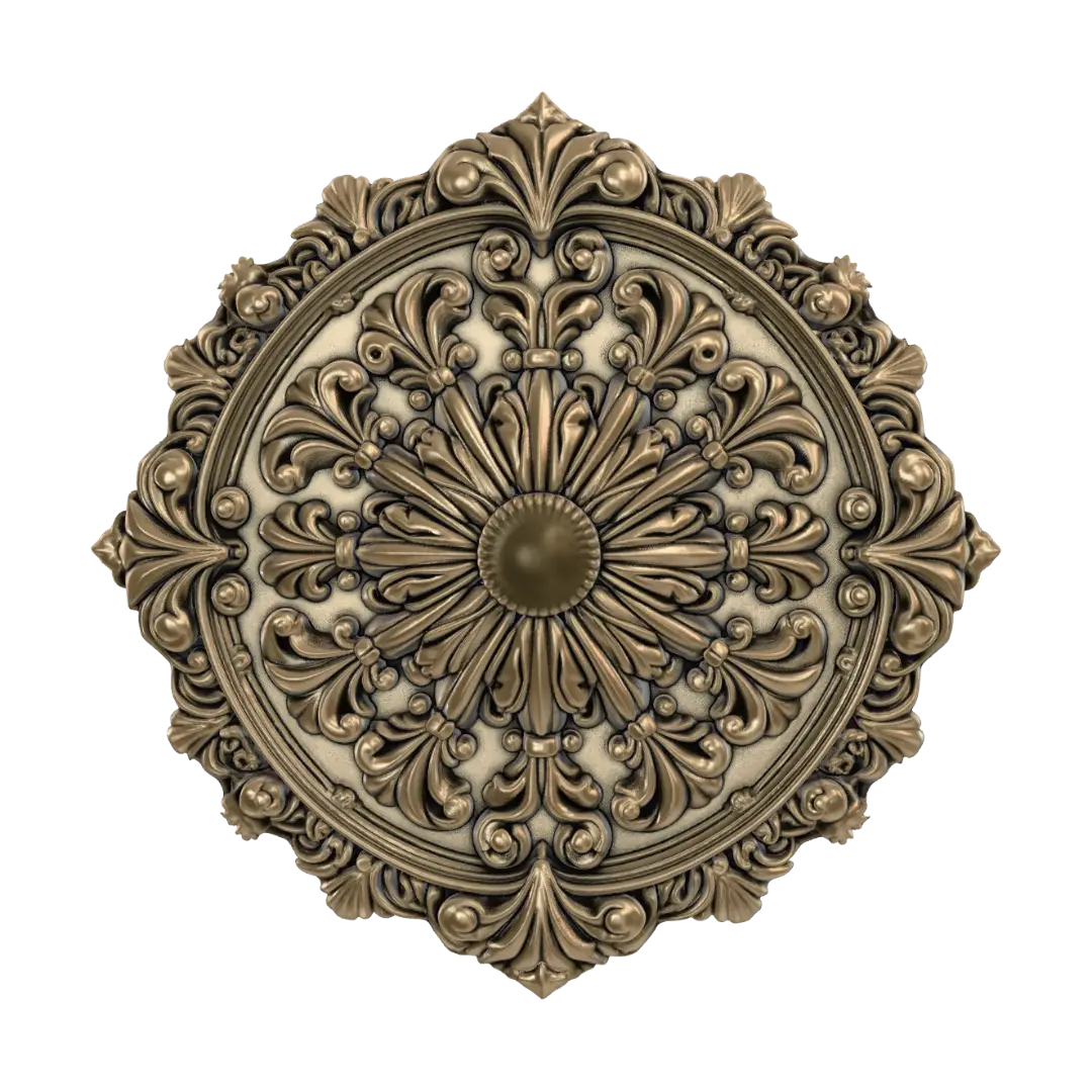 Modelo 3D de A luxurious, ornate circular frame or decorative medallion, crafted from polished… - Scrollwork, gerado por IA