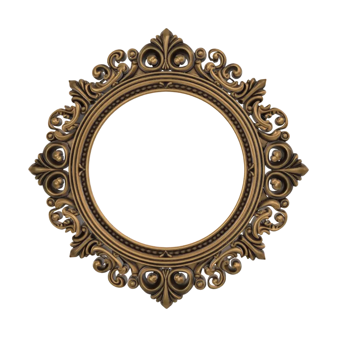 Modelo 3D de A luxurious, ornate circular frame or decorative medallion, crafted from polished… - Scrollwork, gerado por IA