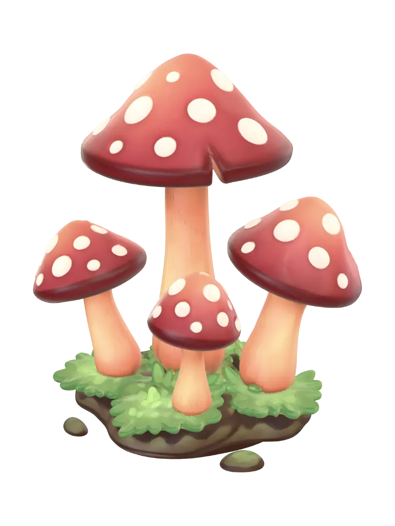 mushroom-cluster-3d - Fungal 3D model, vytvořený pomocí AI