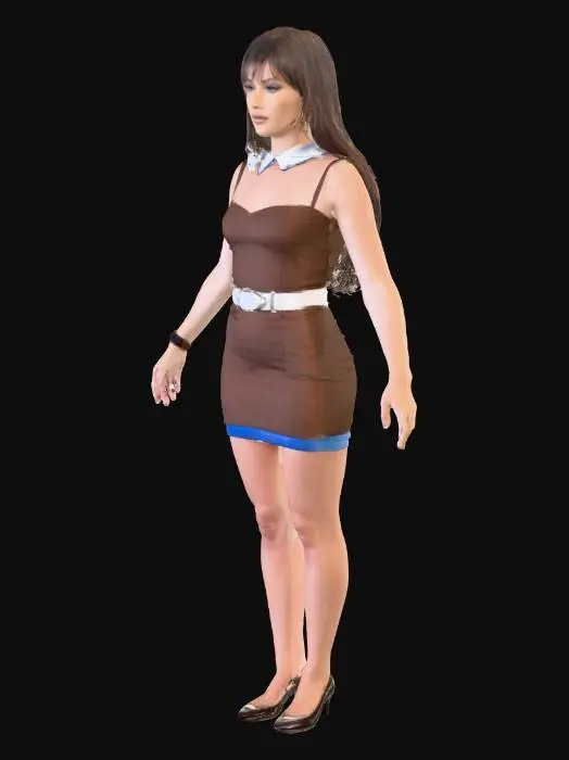 3D model for quita el fondo, pon a la mujer de la foto en tpose para modelarla en 3d mirando al frente, con las mismas ropas