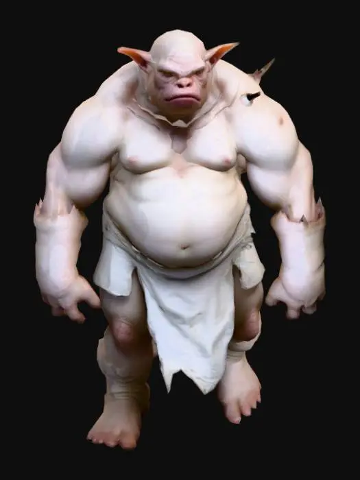 3D model for Albinos grunt, monstruous, muscular with a fat belly.