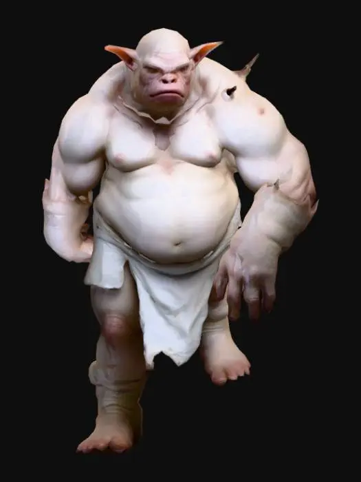 3D model for Albinos grunt, monstruous, muscular with a fat belly.