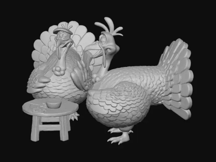 3D model for cartoon big tom turkeys playing cards